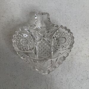 Glass Crystal Style Nappy Dish Hobstar Trinket Dish